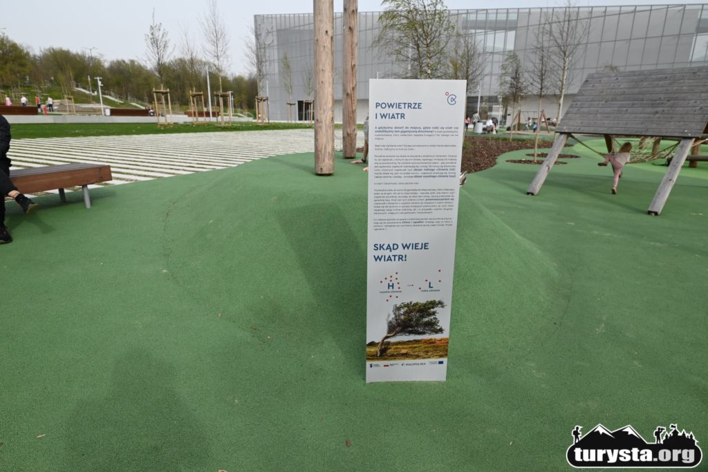 plac zabaw Cogiteon Kraków powietrze i wiatr tablica informacyjna